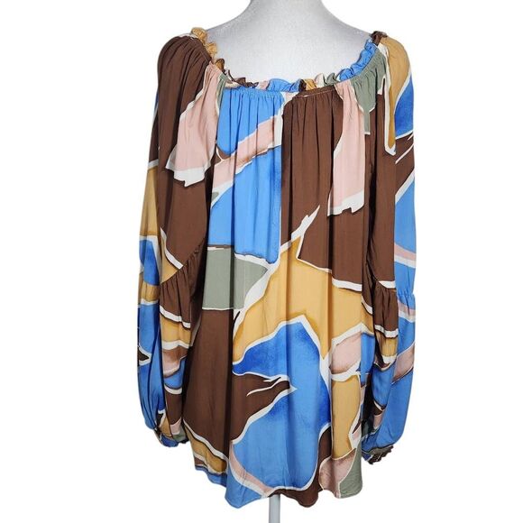 Perch by Blu Pepper Flowy Peasant Blouse with Full Sleeves Size 2X - Picture 3 of 11